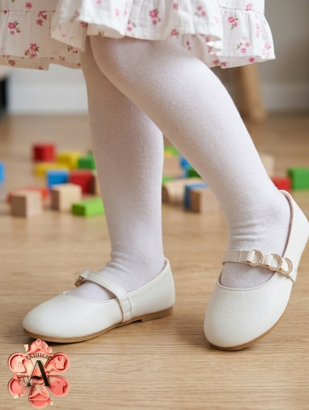 2x1 BOGO Link Comfort Toddler Girl White Mary Jane Flats Rhinestone Strap Sz 5